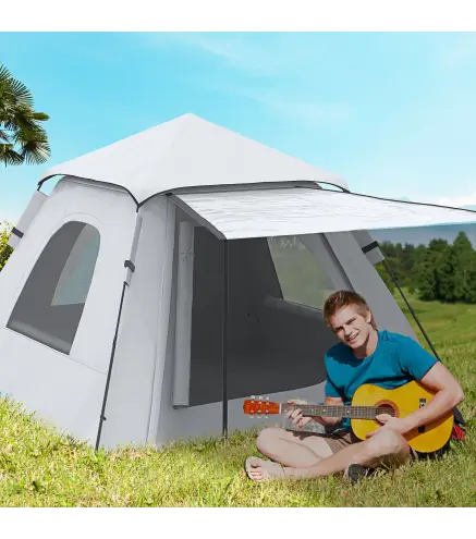 Tienda de Camping Pop-up para 2-3 Personas Impermeable 2000 mm con Bolsa de Trasporte 210x210x150 cm Plata