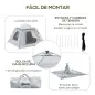 Tienda de Camping Pop-up para 2-3 Personas Impermeable 2000 mm con Bolsa de Trasporte 210x210x150 cm Plata