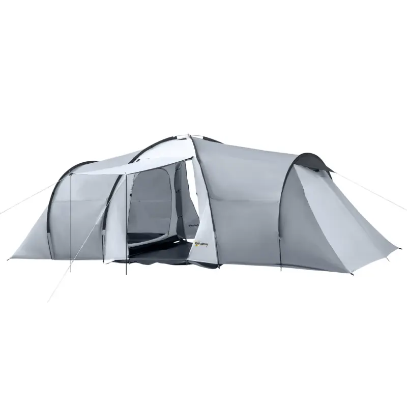 Tienda de Campaña Familiar para 4-6 Personas con 2 Ventanas y Bolsa de Transporte Impermeable Anti-UV 590x245x193cm Gris