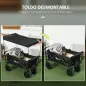 Carro Plegable con Toldo Desmontable Longitud y Ángulo del Mango Ajustables y Bolsa de Transporte Carga 100 kg Negro