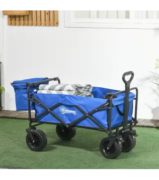 Carro Plegable con Bolsa Térmica Desmontable Longitud y Ángulo del Mango Ajustables y Bolsa de Transporte Azul