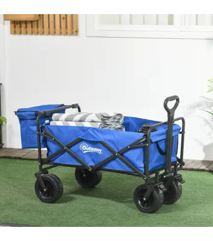 Carro Plegable con Bolsa Térmica Desmontable Longitud y Ángulo del Mango Ajustables y Bolsa de Transporte Azul