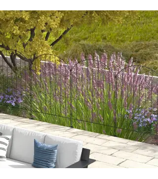 Valla Decorativa de Jardín de 4 Paneles 88x110 cm con Diseño de Patrón de Rejilla y Ángulo Ajustable Negro