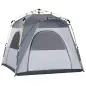 Tienda de Camping Emergente Instantánea con 4 Ventanas 2 Bolsillos y Bolsa de Transporte 240x240x199 cm Gris y Blanco