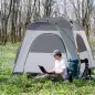 Tienda de Camping Emergente Instantánea con 4 Ventanas 2 Bolsillos y Bolsa de Transporte 240x240x199 cm Gris y Blanco