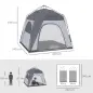 Tienda de Camping Emergente Instantánea con 4 Ventanas 2 Bolsillos y Bolsa de Transporte 240x240x199 cm Gris y Blanco