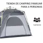 Tienda de Camping Emergente Instantánea con 4 Ventanas 2 Bolsillos y Bolsa de Transporte 240x240x199 cm Gris y Blanco