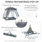 Tienda de Camping Emergente Instantánea con 4 Ventanas 2 Bolsillos y Bolsa de Transporte 240x240x199 cm Gris y Blanco