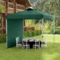 Carpa Plegable de Jardín de 2,5x2,5 m con Altura Ajustable Anti-UV con 1 Pared Lateral y Bolsas de Arena Verde