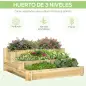 Arriate de Jardín de 3 Niveles con Diseño de Escalera y Tela no Tejida para Cultivos Plantas Flores 93x93x35 cm Natural