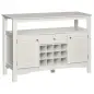 Aparador de Comedor con 1 Cajón 1 Estante Abierto 2 Puertas y Botellero para 12 Botellas 116,5x40x82,5 cm Blanco