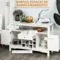Aparador de Comedor con 1 Cajón 1 Estante Abierto 2 Puertas y Botellero para 12 Botellas 116,5x40x82,5 cm Blanco