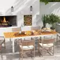 Mesa de Comedor Exterior Rectangular con Marco de Aluminio Carga 50 kg para Terraza Jardín 180/240x94x73 cm Marrón