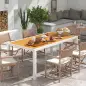 Mesa de Comedor Exterior Rectangular con Marco de Aluminio Carga 50 kg para Terraza Jardín 180/240x94x73 cm Marrón