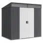 Caseta de Jardín 195x122x181,5 cm con Puerta Corredera 2 Ventanas y Anti-UV para Almacenar Herramientas Gris Oscuro