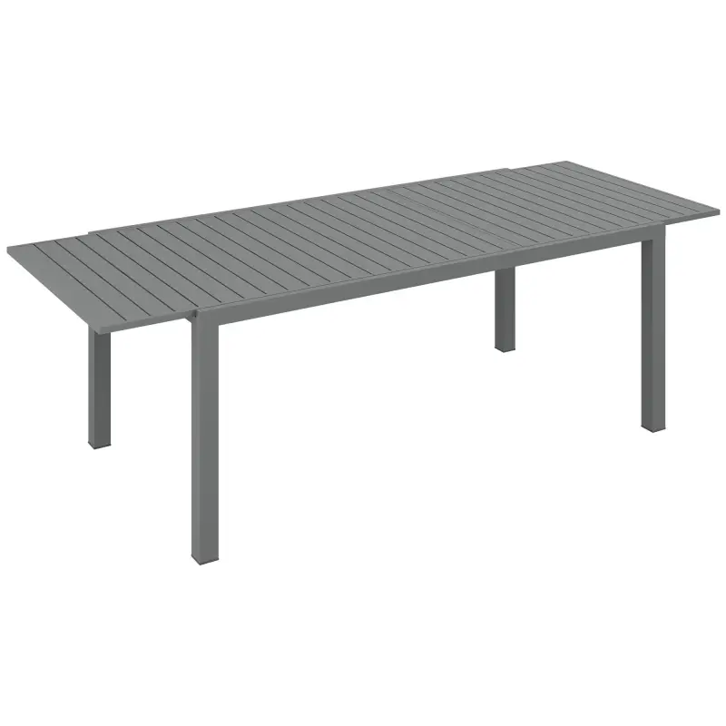 Mesa de Comedor Exterior Mesa de Terraza para 6 -8 Personas con Marco de Aluminio 180/240x94x73 cm Gris Oscuro