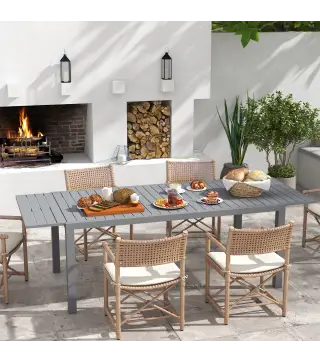 Mesa de Comedor Exterior Mesa de Terraza para 6 -8 Personas con Marco de Aluminio 180/240x94x73 cm Gris Oscuro