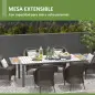 Mesa de Comedor Exterior Mesa de Terraza para 6 -8 Personas con Marco de Aluminio 180/240x94x73 cm Gris Oscuro