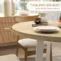 Mesa de Comedor Redonda para 4 Personas Mesa de Cocina con Tablero de Madera y Base de Acero Cruzada Ø80x75 cm Roble