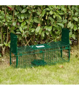 Trampa para Animales Vivos 60x18x20 cm con 2 Puertas Asa y Marco de Acero para Conejos Ardillas Hurones Verde