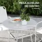 Conjunto de Muebles de Jardín de 3 Piezas con Marco de Acero Reposabrazos y Almohadillas Ajustables para los Pies Blanco