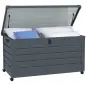 Baúl de Exterior de Acero Galvanizado con 4 Ruedas 2 Asas y 1 Cerradura con Llave 120x62x66 cm Gris Oscuro Baúl de Exterior de Acero Galvanizado con 4 Ruedas 2 Asas y 1 Cerradura con Llave 120x62x66 cm Gris Oscuro