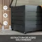 Baúl de Exterior de Acero Galvanizado con 4 Ruedas 2 Asas y 1 Cerradura con Llave 120x62x66 cm Gris Oscuro