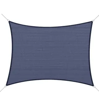 Toldo Vela Rectangular 4x6 m con Anti-UV Anillas de Acero Inoxidable y Cuerdas de Nylon para Jardín Patio Azul
