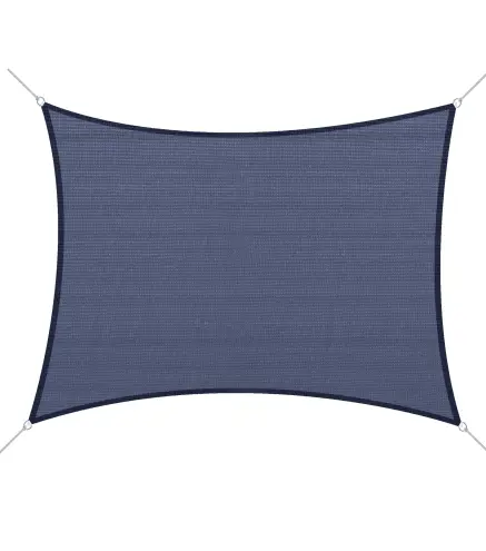 Toldo Vela Rectangular 4x6 m con Anti-UV Anillas de Acero Inoxidable y Cuerdas de Nylon para Jardín Patio Azul