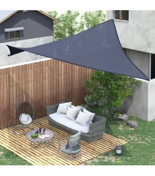 Toldo Vela Rectangular 4x6 m con Anti-UV Anillas de Acero Inoxidable y Cuerdas de Nylon para Jardín Patio Azul