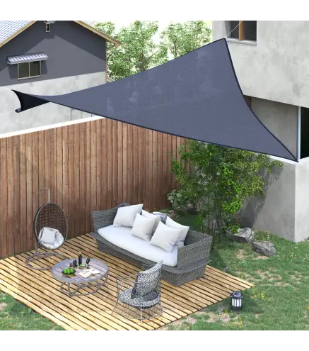 Toldo Vela Rectangular 4x6 m con Anti-UV Anillas de Acero Inoxidable y Cuerdas de Nylon para Jardín Patio Azul