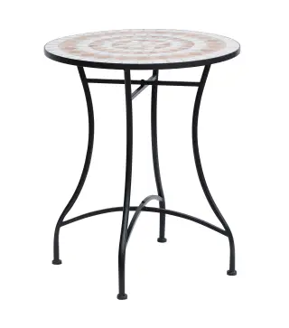 Mesa de Jardín Mesa Mosaico Cerámica y Redonda Mesita de Café para Terraza Balcón Φ60x71cm
