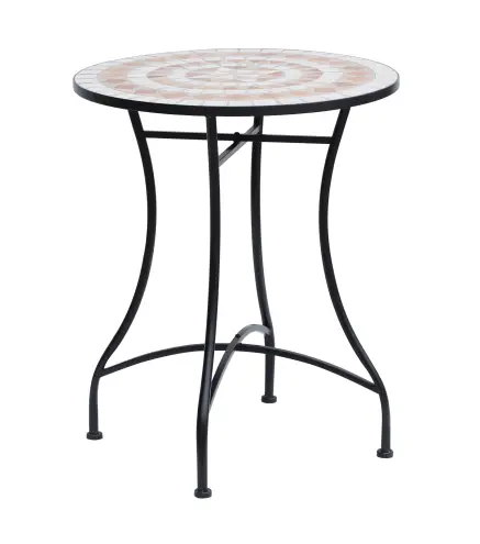 Mesa de Jardín Mesa Mosaico Cerámica y Redonda Mesita de Café para Terraza Balcón Φ60x71cm