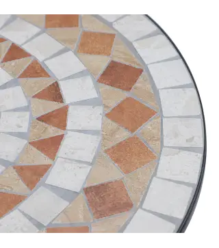 Mesa de Jardín Mesa Mosaico Cerámica y Redonda Mesita de Café para Terraza Balcón Φ60x71cm