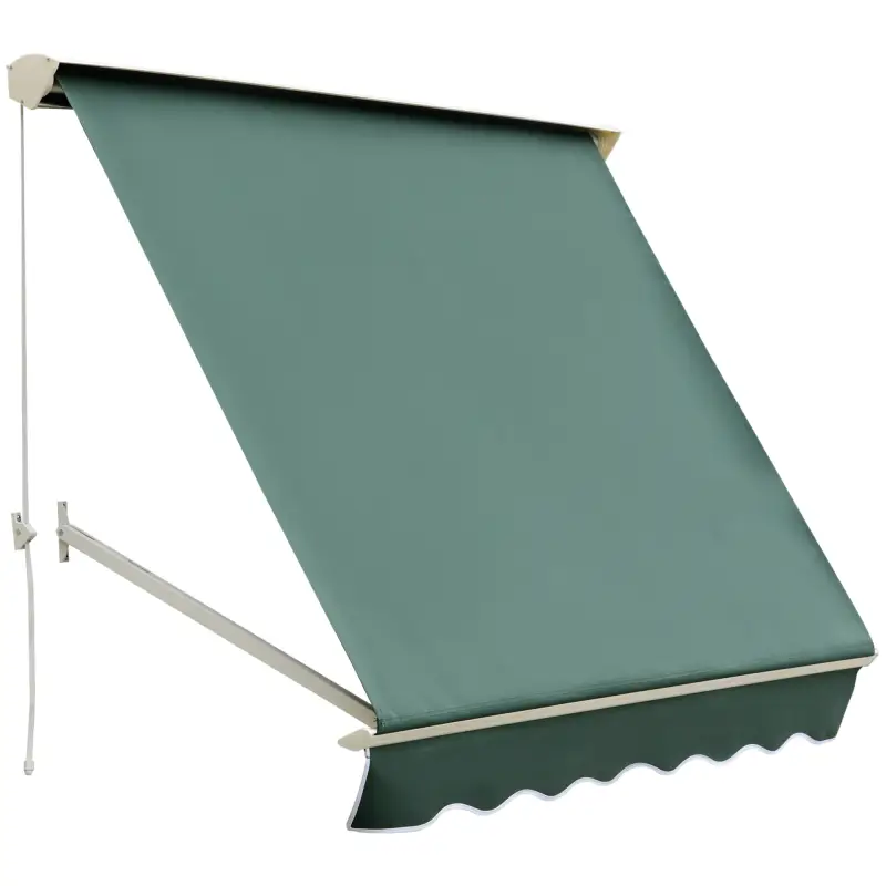 Toldo Manual Retráctil de Aluminio Toldo para Exterior Toldo de Balcón Ángulo Ajustable Impermeable Anti-UV Tela de Poliéster 18