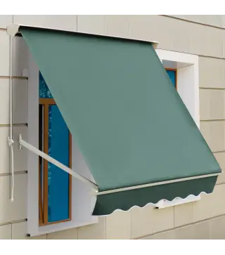 Toldo Manual Retráctil de Aluminio Toldo para Exterior Toldo de Balcón Ángulo Ajustable Impermeable Anti-UV Tela de Poliéster 18