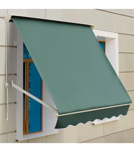 Toldo Manual Retráctil de Aluminio Toldo para Exterior Toldo de Balcón Ángulo Ajustable Impermeable Anti-UV Tela de Poliéster 18