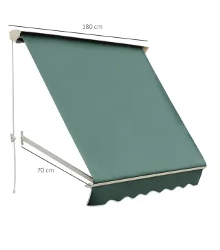 Toldo Manual Retráctil de Aluminio Toldo para Exterior Toldo de Balcón Ángulo Ajustable Impermeable Anti-UV Tela de Poliéster 18
