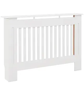 Cubre Radiador Cubierta de Radiador para Radiador con Dispositivo Antivuelco Diseño Moderno MDF 112x19x81cm Blanco