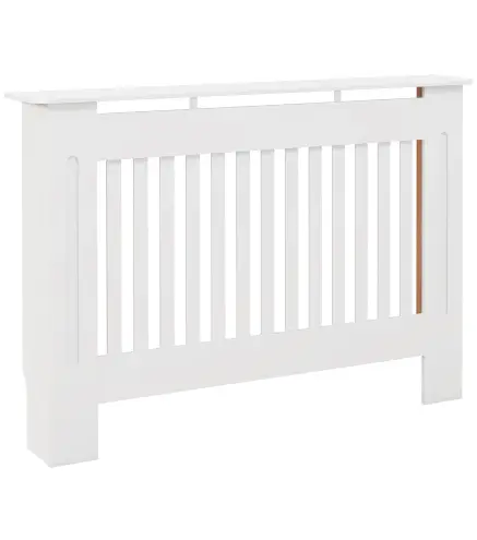 Cubre Radiador Cubierta de Radiador para Radiador con Dispositivo Antivuelco Diseño Moderno MDF 112x19x81cm Blanco