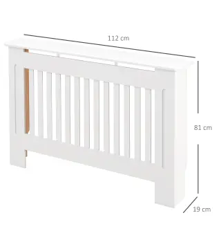 Cubre Radiador Cubierta de Radiador para Radiador con Dispositivo Antivuelco Diseño Moderno MDF 112x19x81cm Blanco