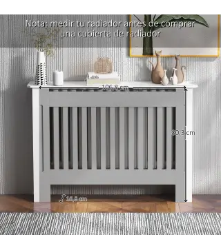Cubre Radiador Cubierta de Radiador para Radiador con Dispositivo Antivuelco Diseño Moderno MDF 112x19x81cm Blanco