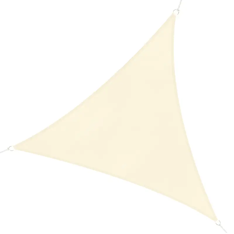 Toldo Vela Triangular 4x4x4 m Vela de Sombra para Jardín Patio Terraza HDPE Anti UV y Transpirable Color Beige