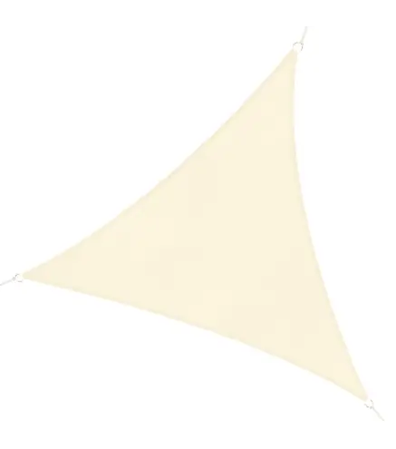Toldo Vela Triangular 4x4x4 m Vela de Sombra para Jardín Patio Terraza HDPE Anti UV y Transpirable Color Beige