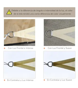 Toldo Vela Triangular 4x4x4 m Vela de Sombra para Jardín Patio Terraza HDPE Anti UV y Transpirable Color Beige