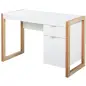Mesa de Escritorio Espaciosa con Cajón Armario Patas en Forma de Marco de Estilo Moderno 112,5x50x75,5 cm Blanco