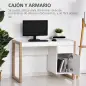 Mesa de Escritorio Espaciosa con Cajón Armario Patas en Forma de Marco de Estilo Moderno 112,5x50x75,5 cm Blanco