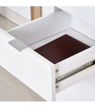 Mesa de Escritorio Espaciosa con Cajón Armario Patas en Forma de Marco de Estilo Moderno 112,5x50x75,5 cm Blanco