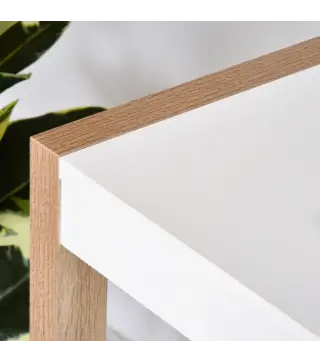 Mesa de Escritorio Espaciosa con Cajón Armario Patas en Forma de Marco de Estilo Moderno 112,5x50x75,5 cm Blanco