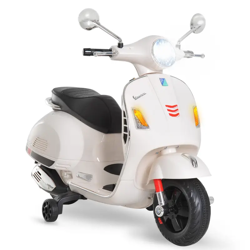 Moto Eléctrica para Niños de 3-6 Años con Licencia VESPA Moto de Batería para Niños con Música Velocidad 2-3 km/h y Bocina Carga